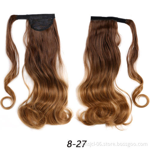 Wholesale Cheap price Wrap Around Long Straight Ombre Pony Tail Hair Extension Synthetic Fiber